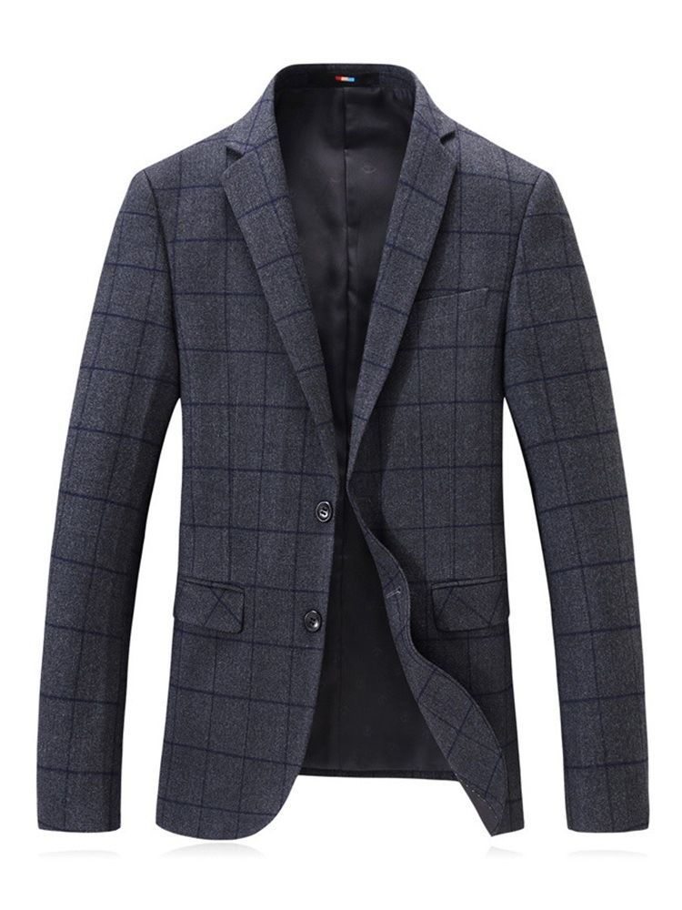 Manteau En Laine De Loisirs Pour Hommes À Boutonnage Simple Et À Carreaux