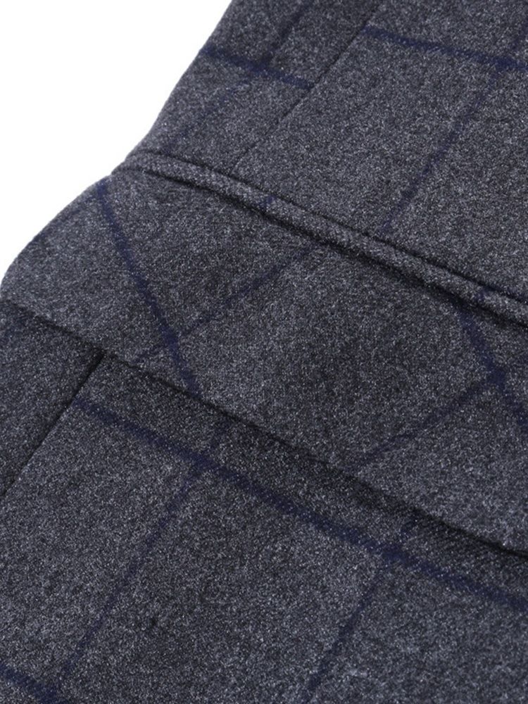 Manteau En Laine De Loisirs Pour Hommes À Boutonnage Simple Et À Carreaux