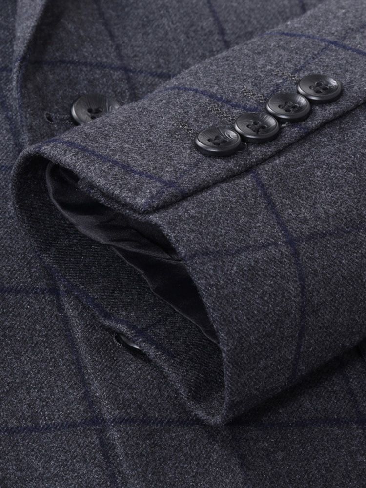 Manteau En Laine De Loisirs Pour Hommes À Boutonnage Simple Et À Carreaux