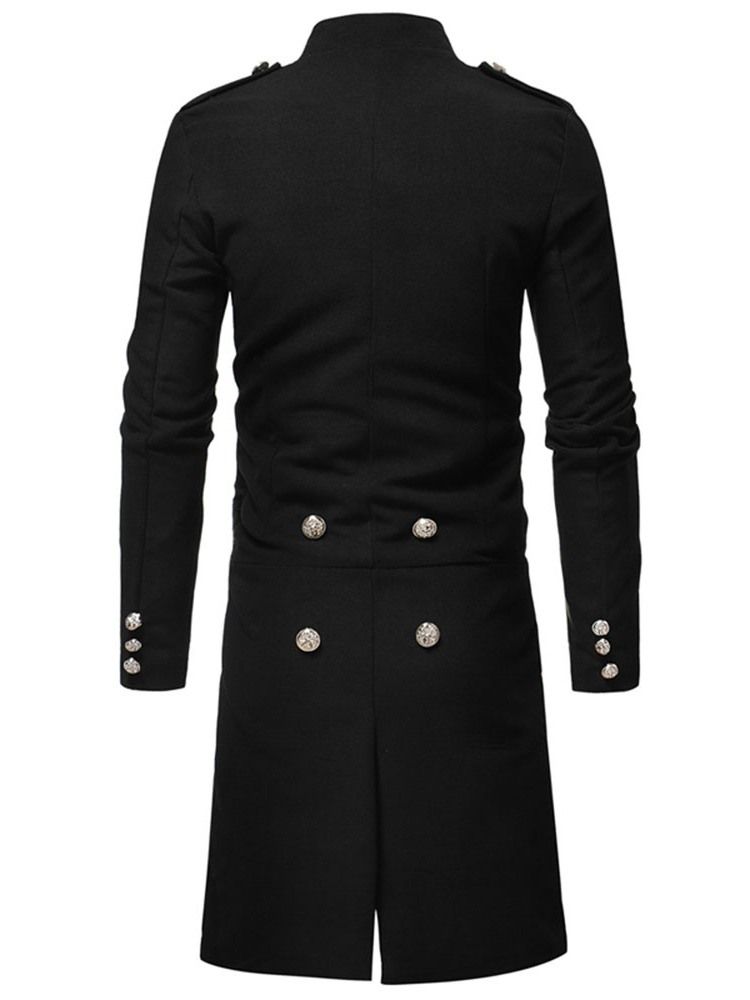 Manteau Long À Col Montant Et Boutonnage Simple Pour Hommes