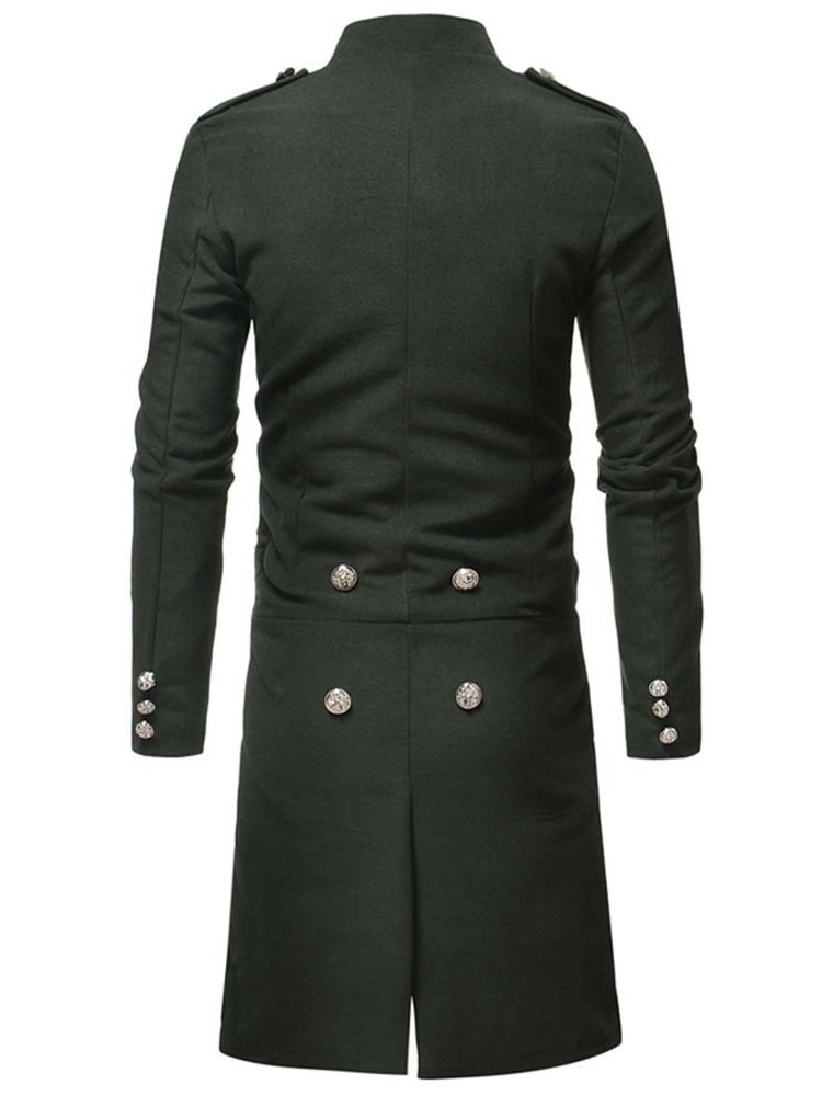 Manteau Long À Col Montant Et Boutonnage Simple Pour Hommes