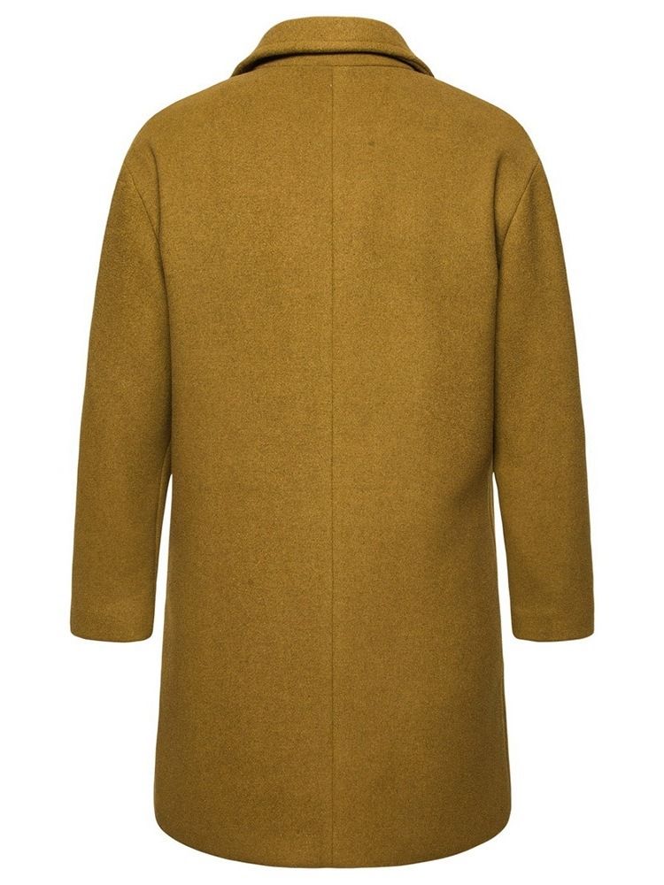 Manteau Mince À Revers Cranté Long Uni Pour Hommes