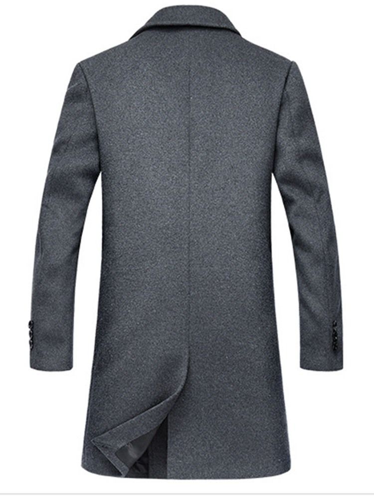 Manteau Uni Mi-long À Double Boutonnage Pour Hommes