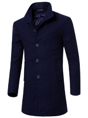 Trench Long Et Mince Pour Hommes De Couleur Unie