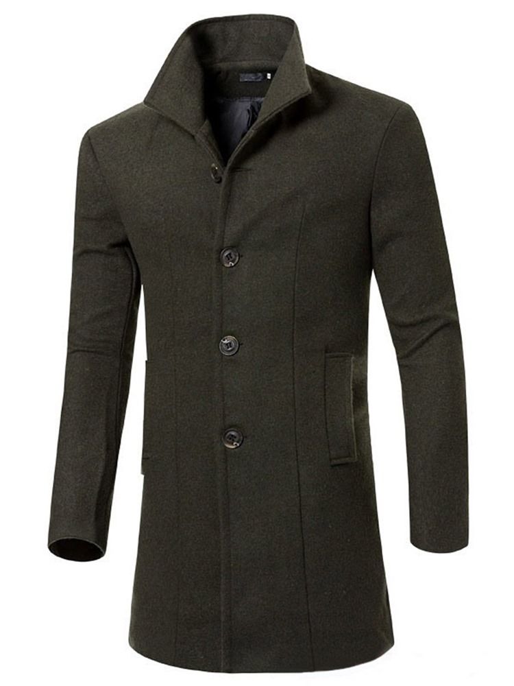 Trench Long Et Mince Pour Hommes De Couleur Unie