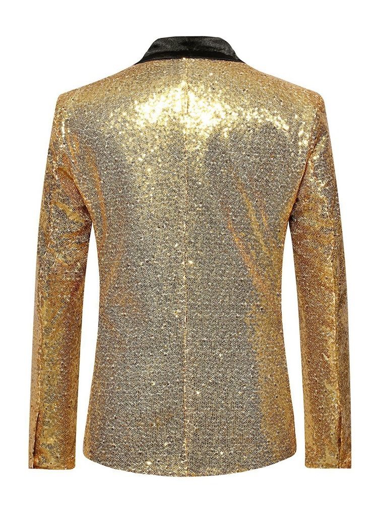 Blazer De Bal De Fête Pour Hommes À Un Bouton À Paillettes Et Patchwork