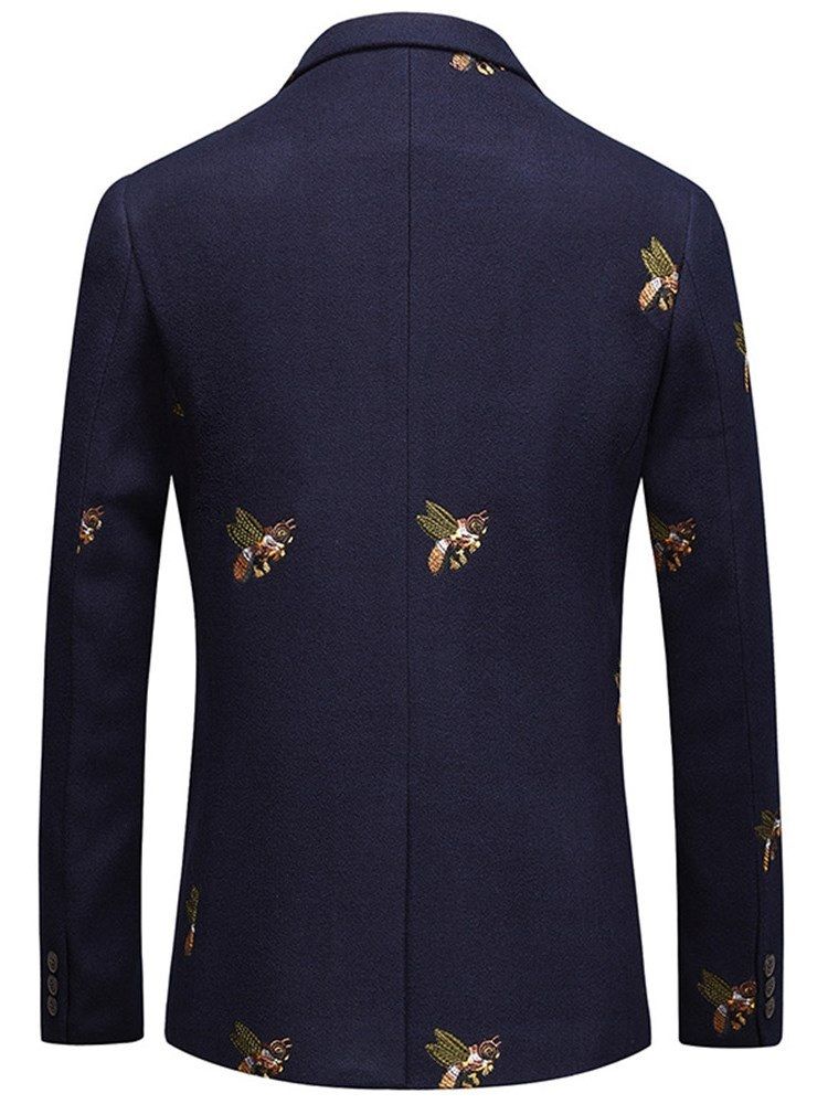 Blazer De Balle Décontracté Pour Hommes Avec Revers À Un Bouton Et Broderie Animale