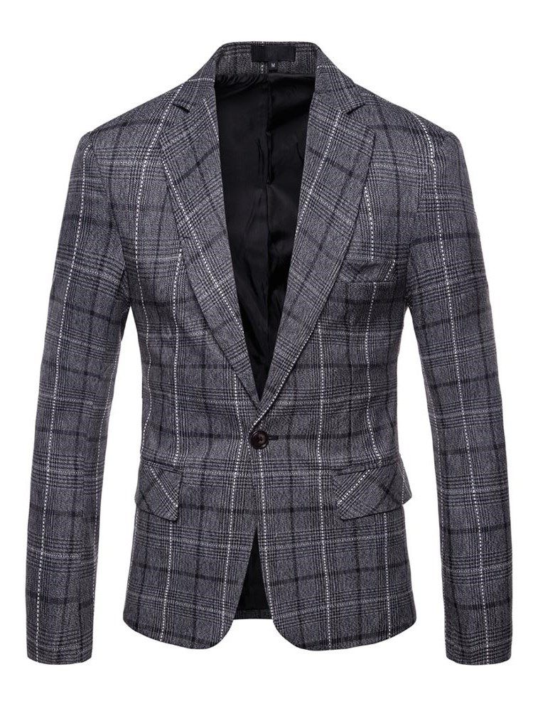 Blazer Décontracté À Carreaux Pour Hommes À Un Bouton Ericdres