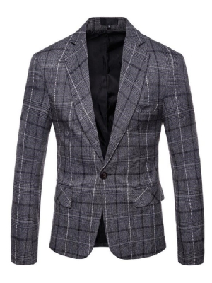 Blazer Décontracté À Carreaux Pour Hommes À Un Bouton Ericdres