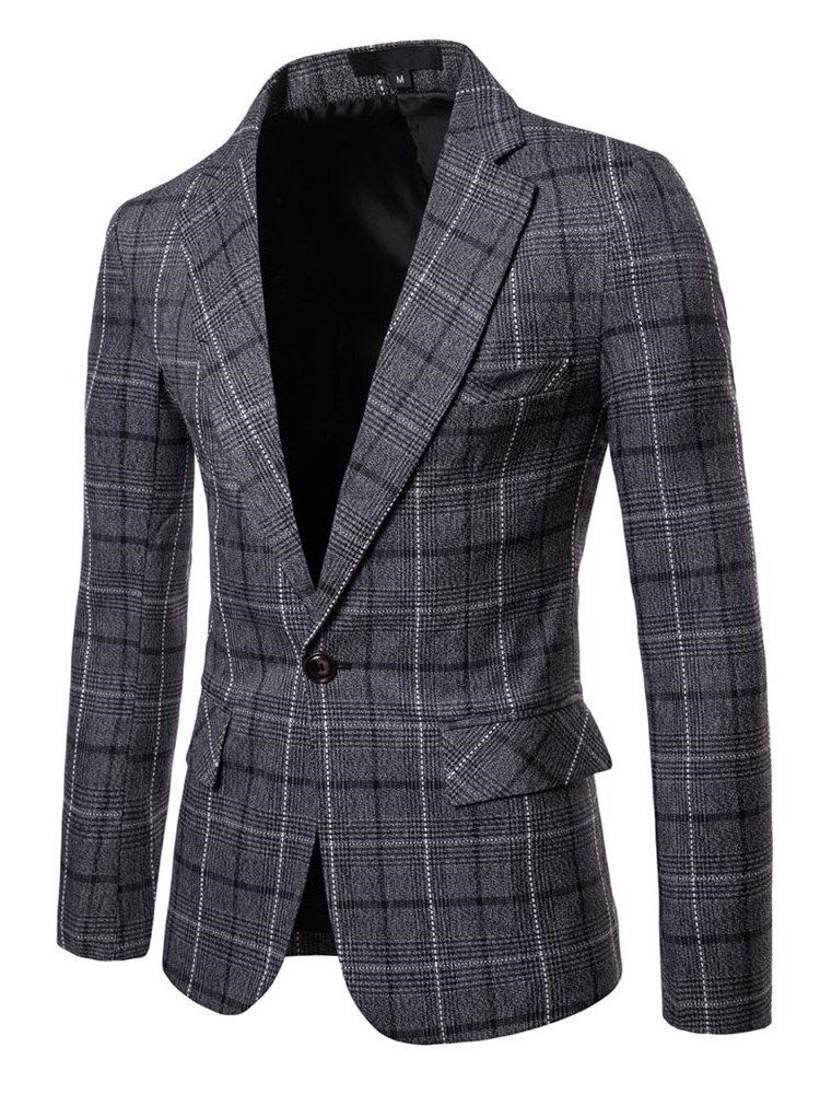 Blazer Décontracté À Carreaux Pour Hommes À Un Bouton Ericdres