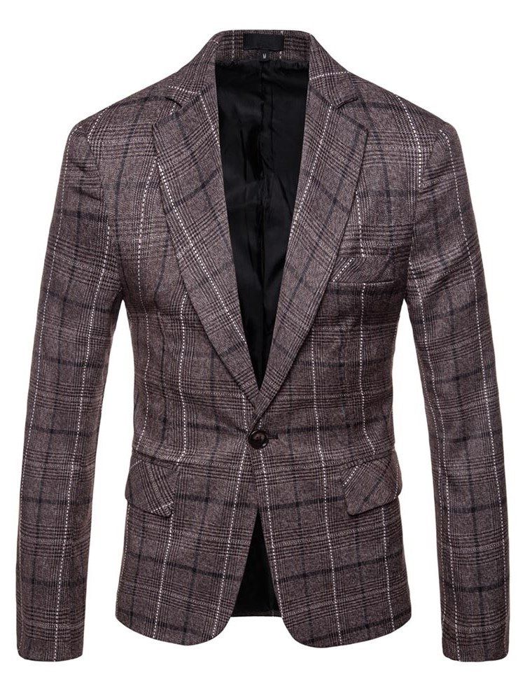 Blazer Décontracté À Carreaux Pour Hommes À Un Bouton Ericdres