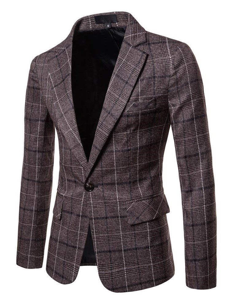 Blazer Décontracté À Carreaux Pour Hommes À Un Bouton Ericdres