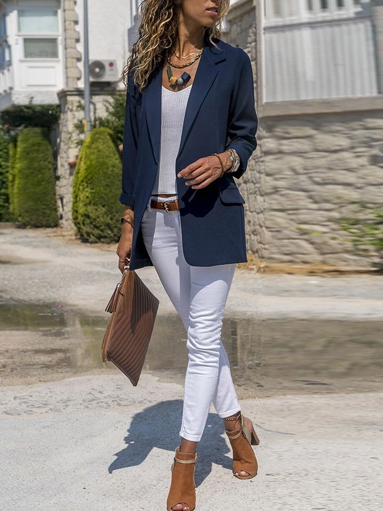 Blazer Décontracté D'automne À Revers Cranté Pour Femme