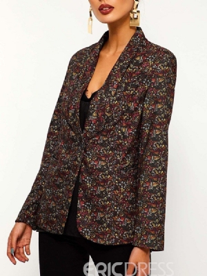 Blazer Décontracté D'automne À Un Bouton Avec Col Châle À Fleurs Pour Femmes