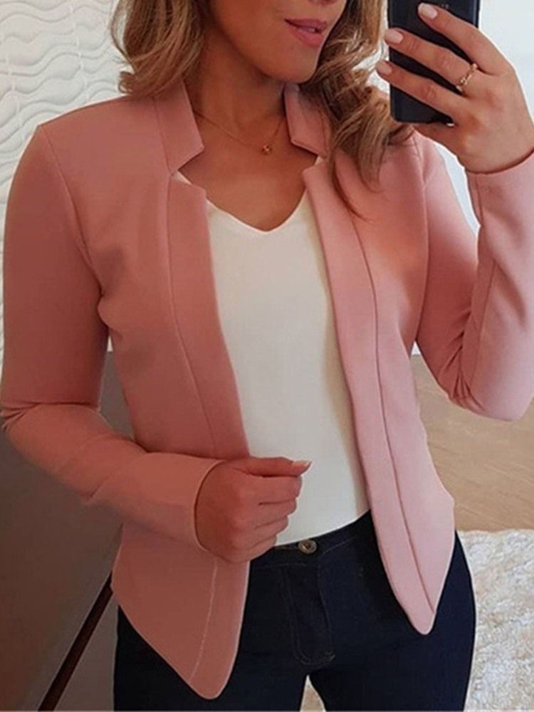 Blazer Décontracté Pour Femmes À Manches Longues Et À Revers Cranté