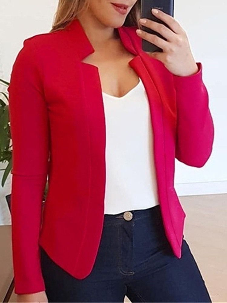 Blazer Décontracté Pour Femmes À Manches Longues Et À Revers Cranté