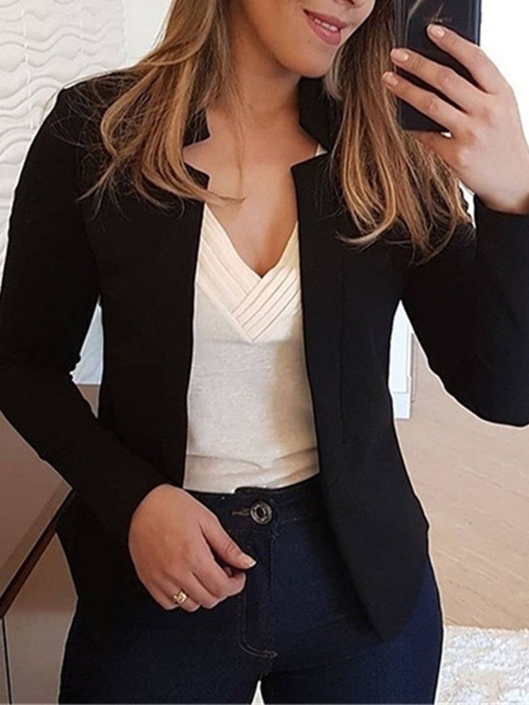 Blazer Décontracté Pour Femmes À Manches Longues Et À Revers Cranté