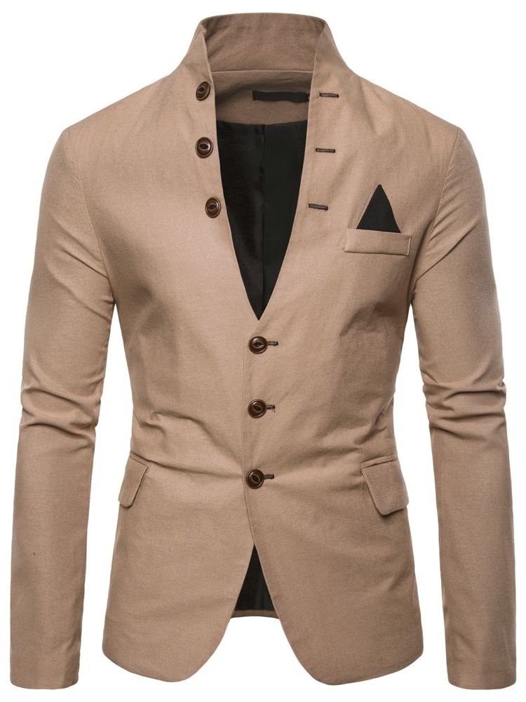 Blazer Décontracté Pour Hommes À Col Montant Et À Poche Simple