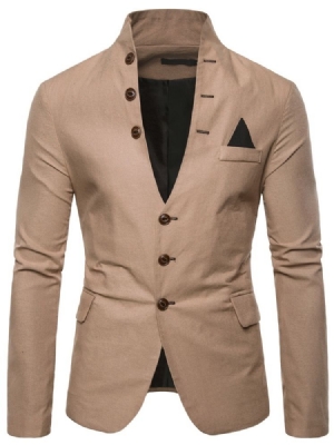 Blazer Décontracté Pour Hommes À Col Montant Et À Poche Simple