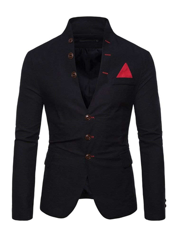 Blazer Décontracté Pour Hommes À Col Montant Et À Poche Simple