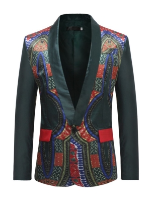 Blazer Décontracté Pour Hommes À Un Bouton Imprimé Dashiki