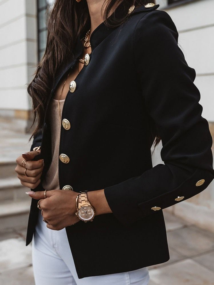 Blazer Décontracté À Manches Longues Et À Boutonnage Simple Pour Femmes