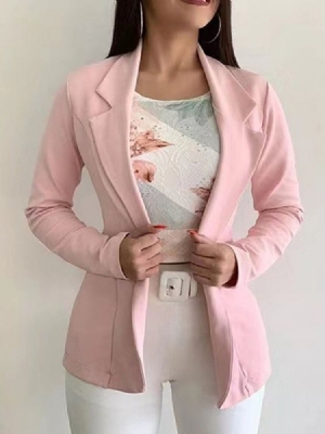 Blazer Décontracté Standard À Manches Longues Et À Revers Crantés Pour Femmes