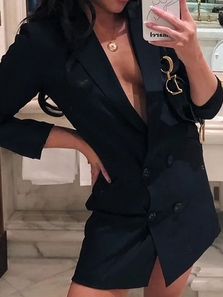 Blazer À Double Boutonnage Uni Pour Femme