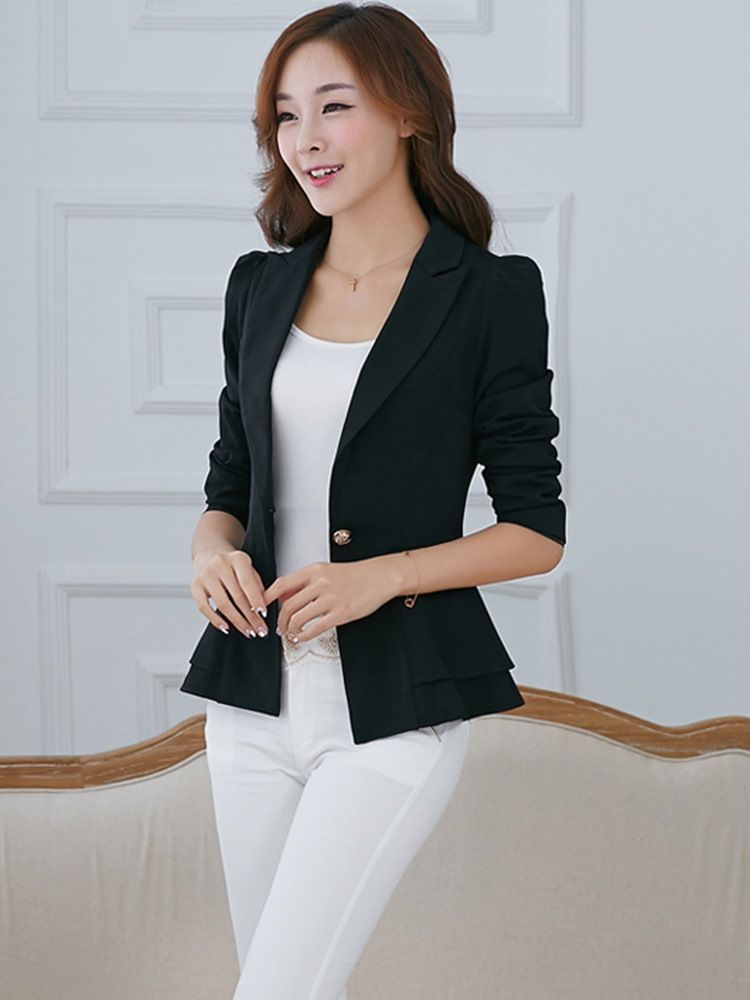 Blazer Falbala Doux À Un Bouton Pour Femme