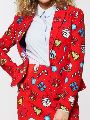 Blazer Pour Femme Décontracté À Un Bouton À Manches Longues De Dessin Animé Standard De Noël