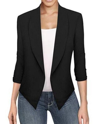 Blazer Pour Femme Uni À Manches Longues Et Revers Asymétrique Pour Femme