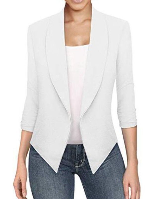 Blazer Pour Femme Uni À Manches Longues Et Revers Asymétrique Pour Femme