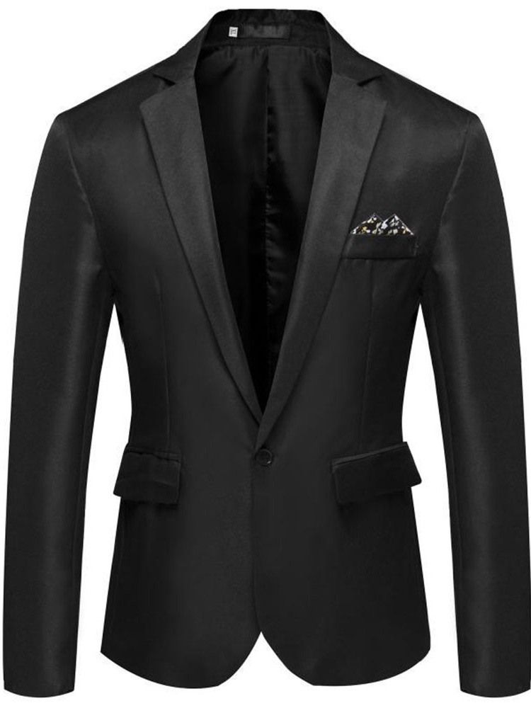 Blazer Homme Slim Uni À Revers Cranté