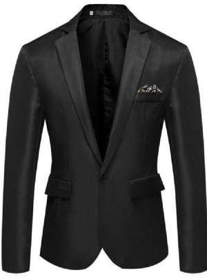 Blazer Homme Slim Uni À Revers Cranté