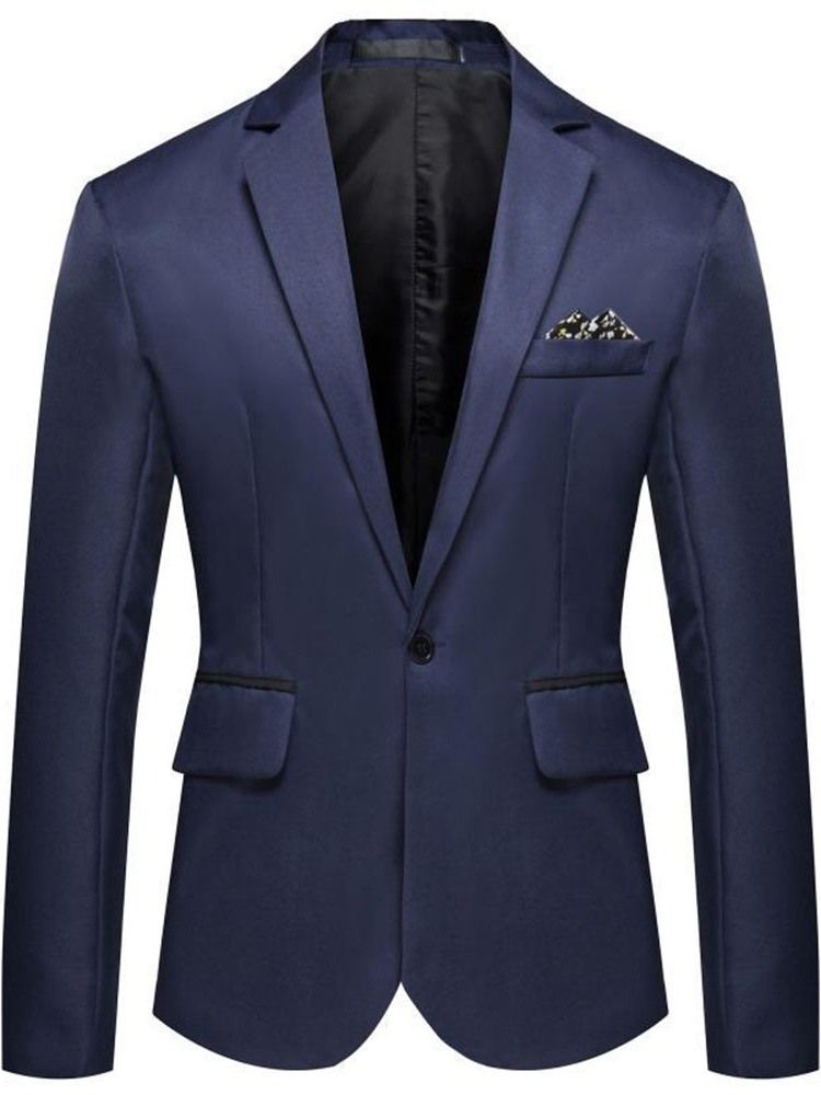 Blazer Homme Slim Uni À Revers Cranté