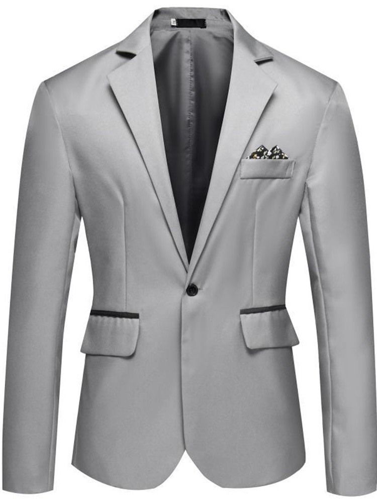 Blazer Homme Slim Uni À Revers Cranté