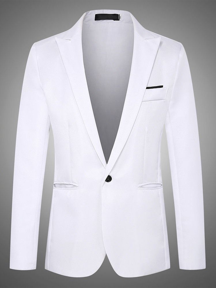 Blazer Pour Homme À Un Bouton Et À Revers Cranté