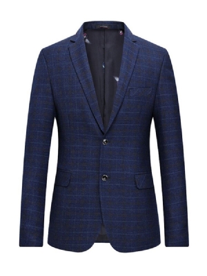 Blazer Pour Hommes À Carreaux À Deux Boutons Et À Revers Crantés