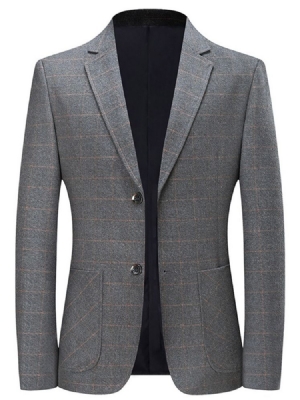 Blazer Pour Hommes À Carreaux Et À Revers Crantés