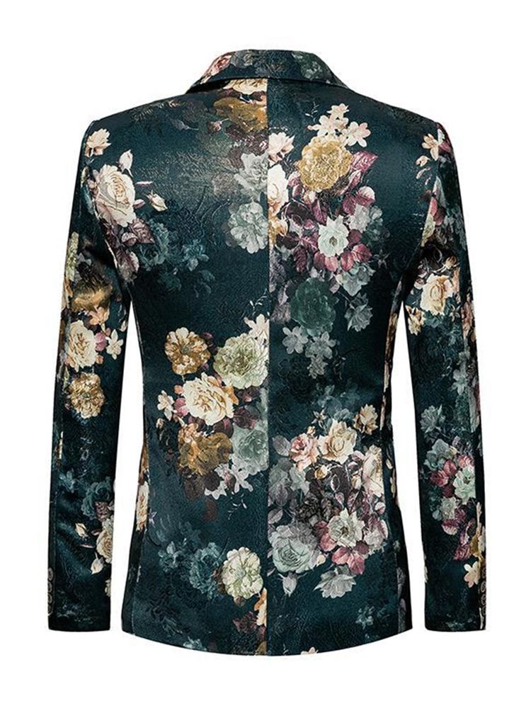 Blazer À Imprimé Floral Vert Grande Taille Pour Hommes