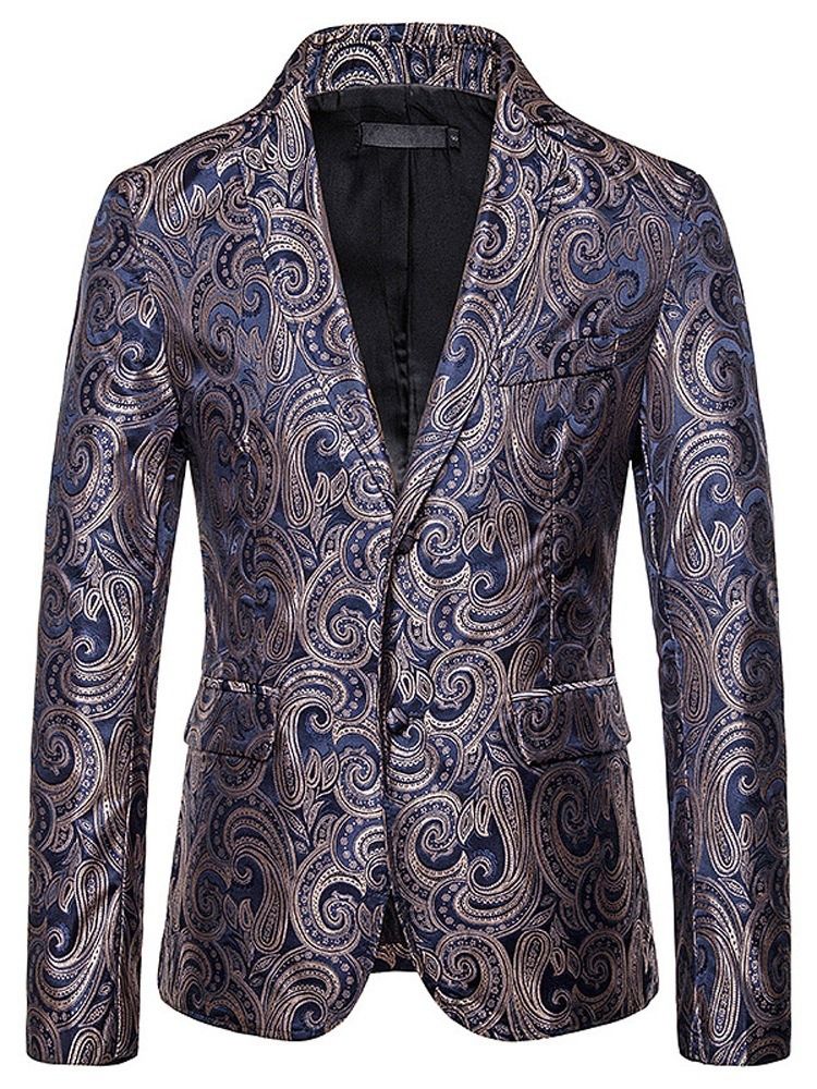 Blazer De Loisirs Pour Hommes Avec Patchwork Et Revers Crantés