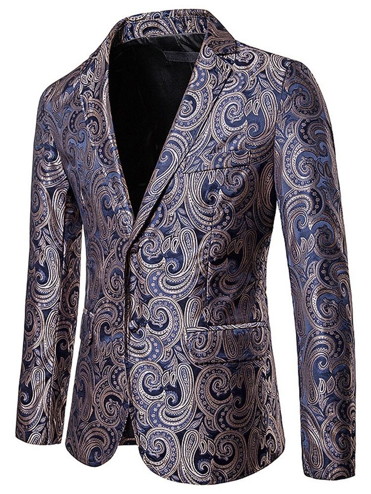 Blazer De Loisirs Pour Hommes Avec Patchwork Et Revers Crantés