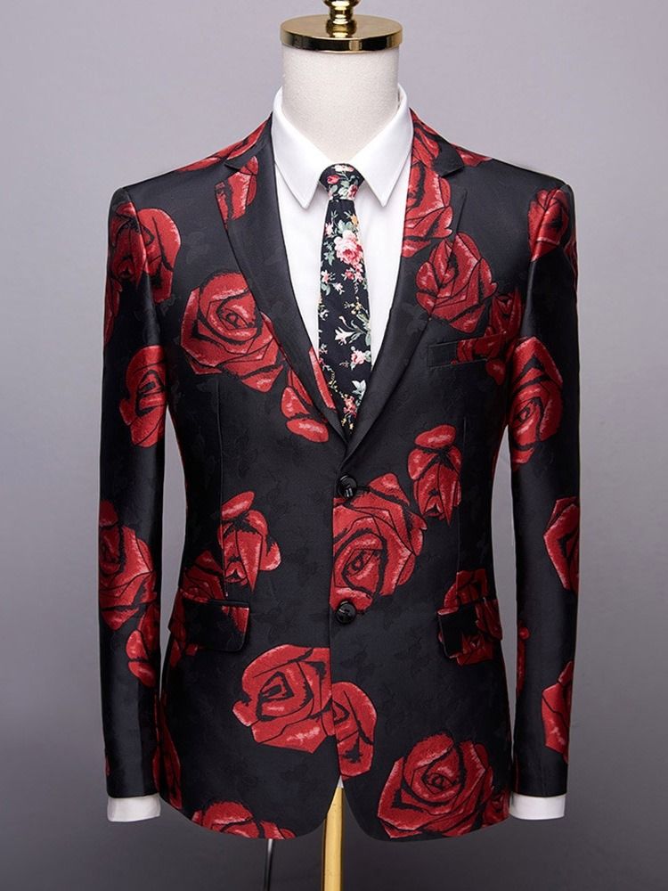 Blazer De Loisirs Pour Hommes À Imprimé Floral Et Mince