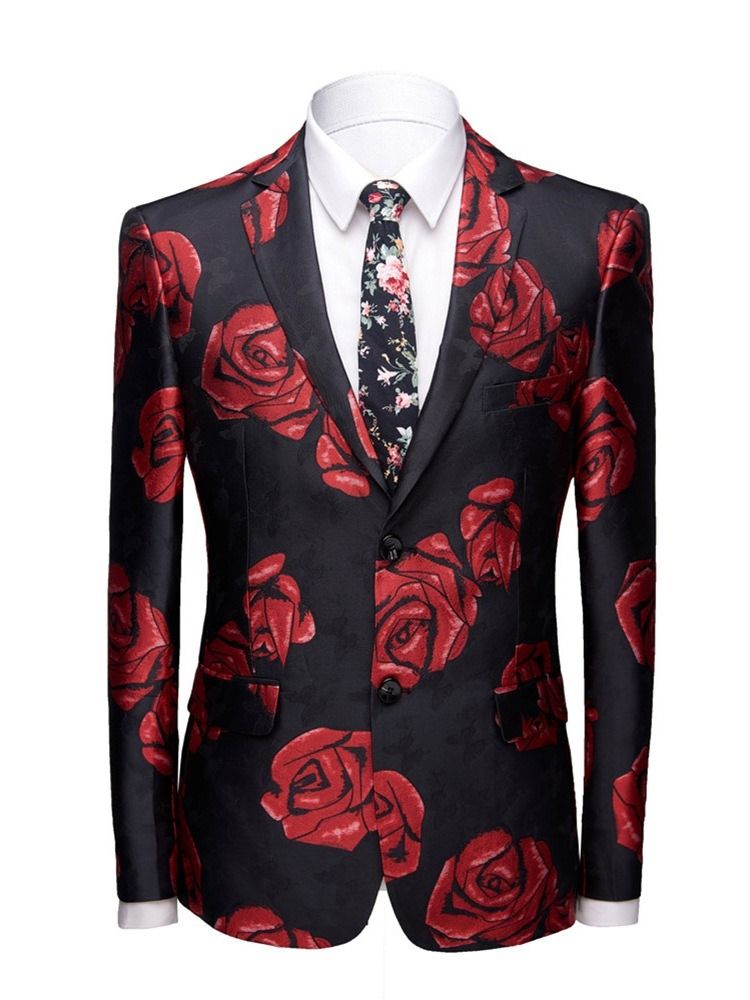 Blazer De Loisirs Pour Hommes À Imprimé Floral Et Mince