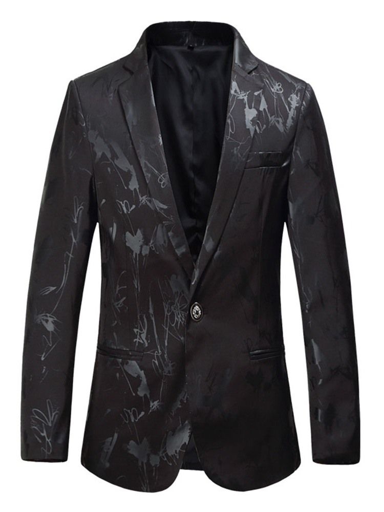 Blazer De Loisirs Pour Hommes À Revers Cranté Et Imprimé Slim