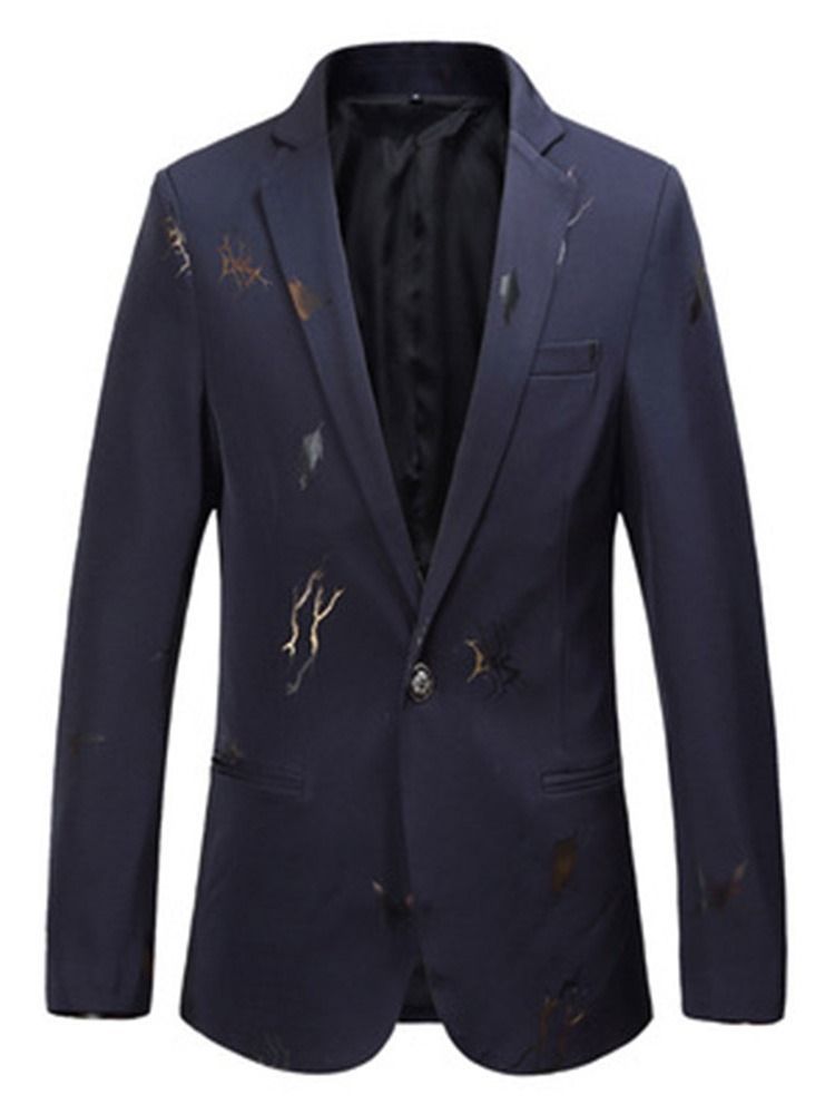 Blazer De Loisirs Pour Hommes À Revers Cranté Et Imprimé Slim