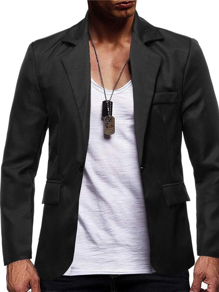 Blazer De Loisirs Pour Hommes À Un Bouton Et À Revers Cranté