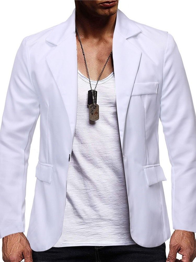 Blazer De Loisirs Pour Hommes À Un Bouton Et À Revers Cranté