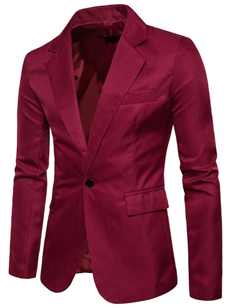 Blazer De Loisirs Pour Hommes À Un Bouton Et À Revers Cranté