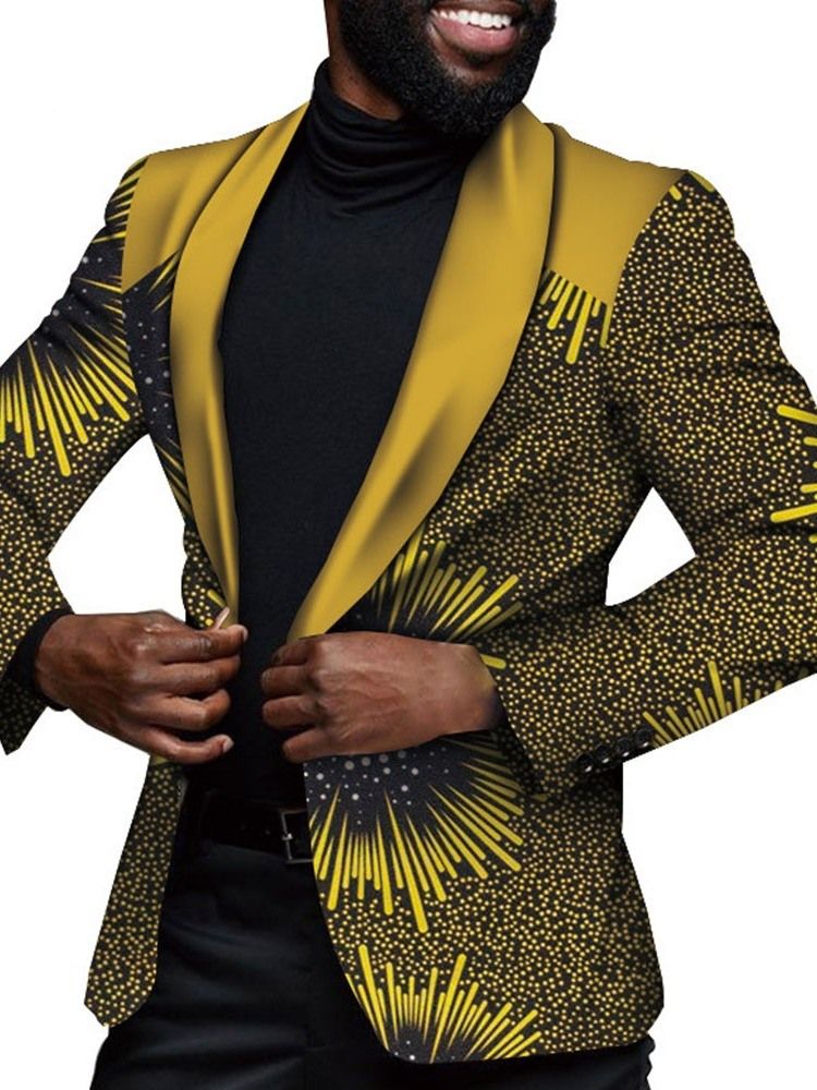 Blazer De Loisirs Pour Hommes À Un Bouton Imprimé